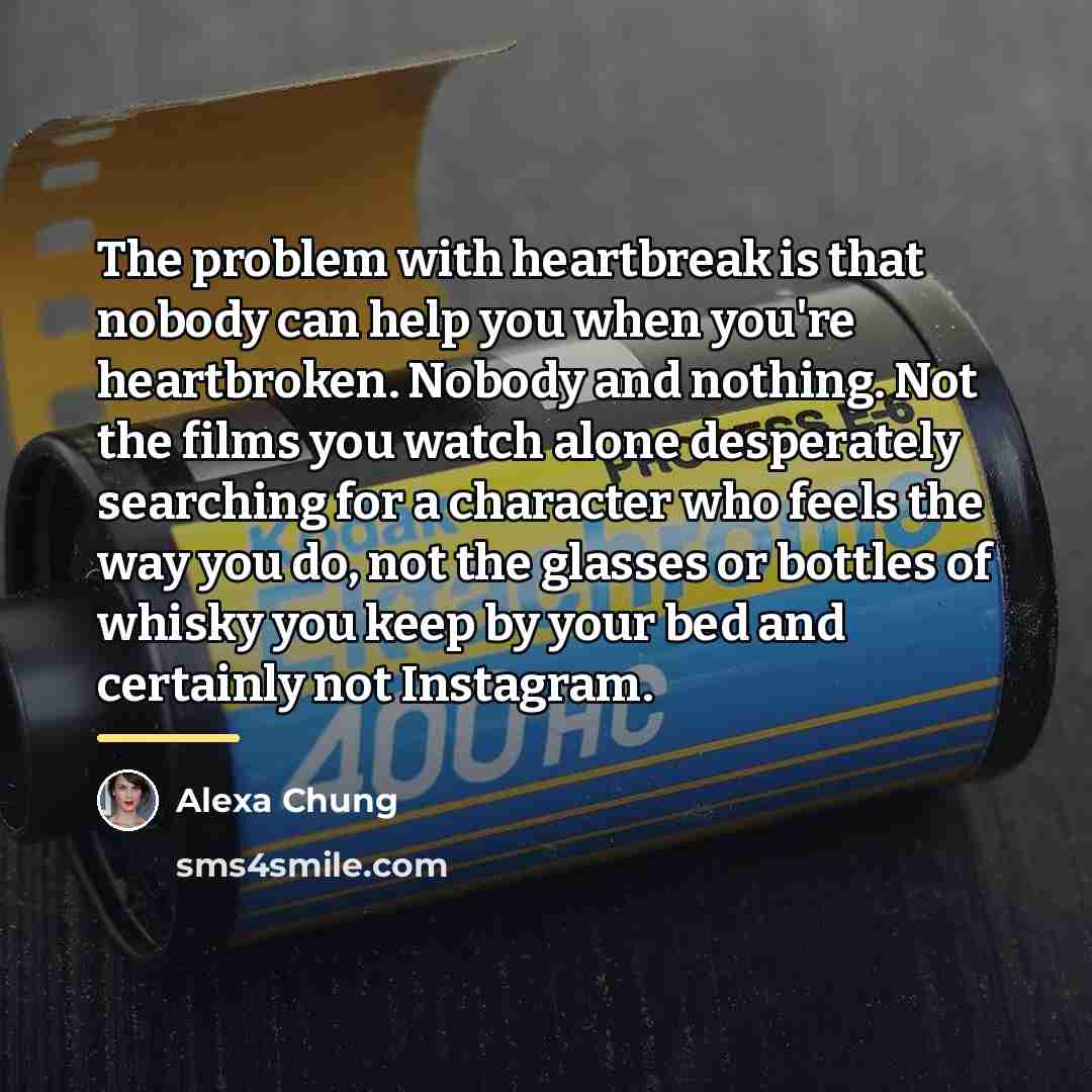 “The problem with heartbreak is that nobody can help you…” quote by Alexa Chung