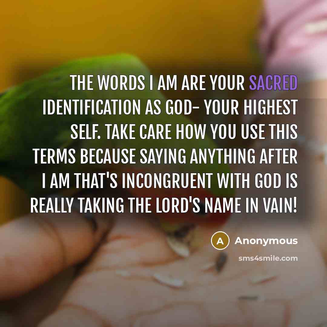 “The words I AM are your sacred identification as God-…” quote by Anonymous