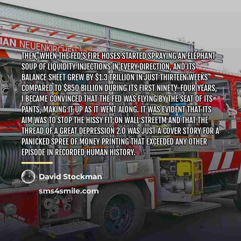 “Then, when the Fed's fire hoses started spraying an elephant…” quote by David Stockman