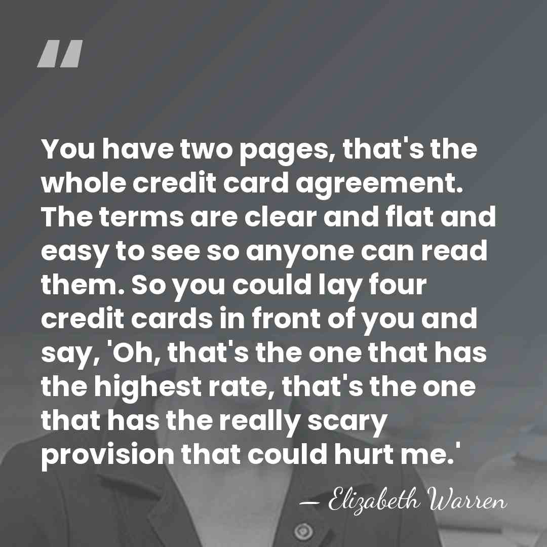 You have two pages, that's the whole credit card agreement. The terms&hellip; - Elizabeth Warren