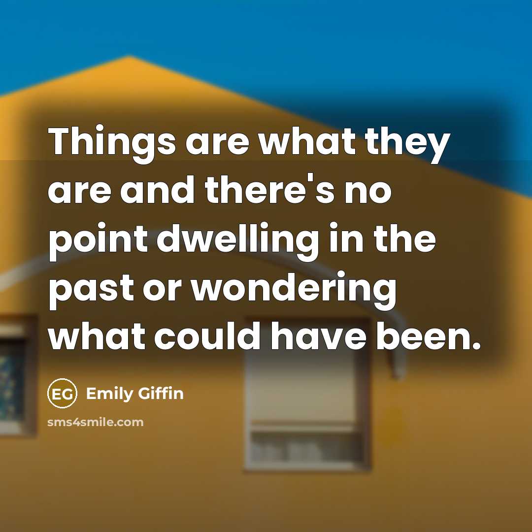 “Things are what they are and there's no point dwelling…” quote by Emily Giffin