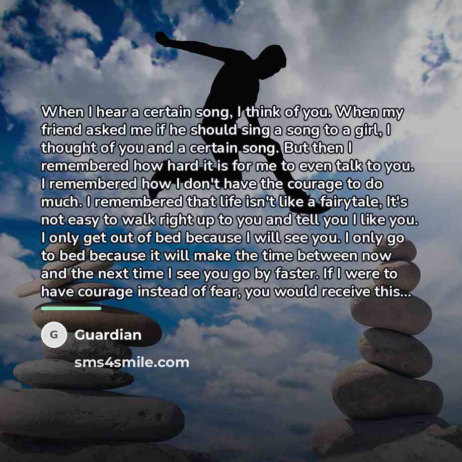“When I hear a certain song, I think of you.…” quote by Guardian