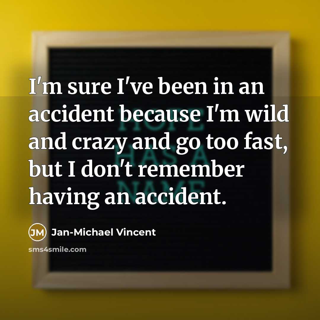 “I'm sure I've been in an accident because I'm wild…” quote by Jan-Michael Vincent