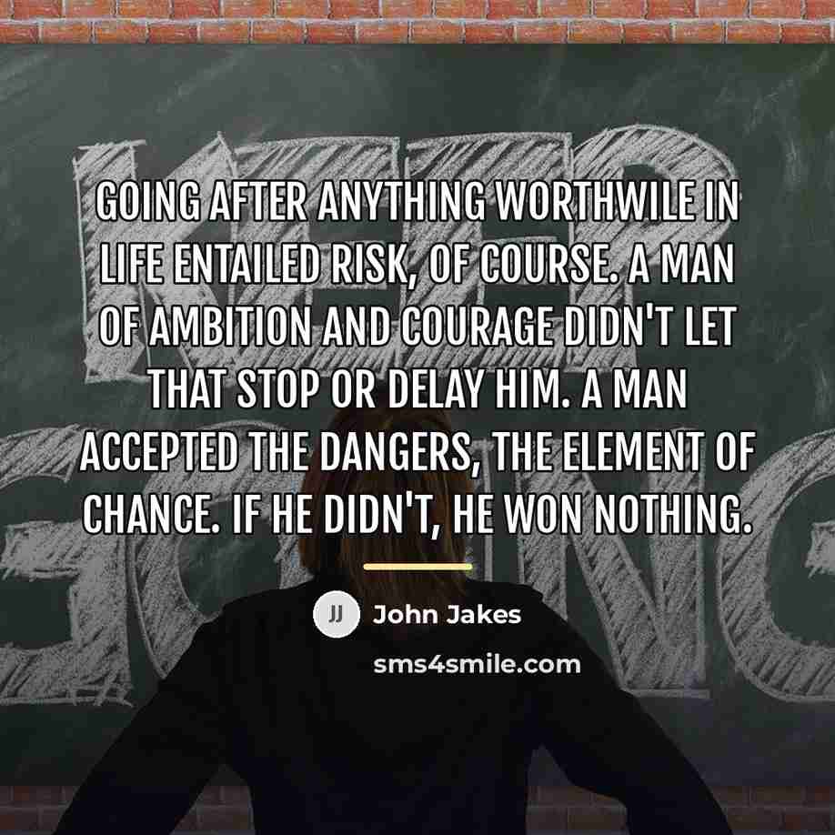 “Going after anything worthwile in life entailed risk, of course.…” quote by John Jakes