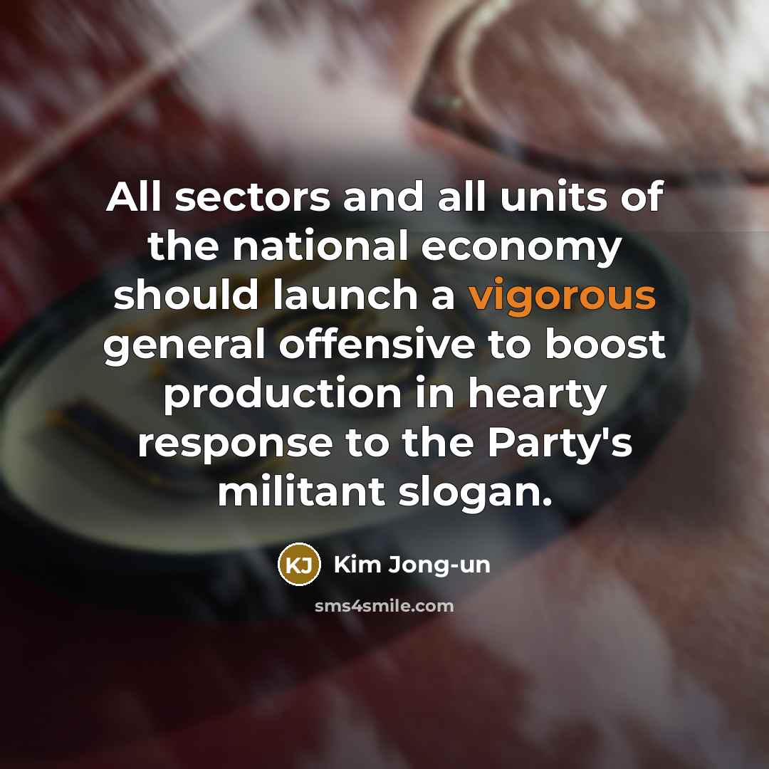 “All sectors and all units of the national economy should…” quote by Kim Jong-un