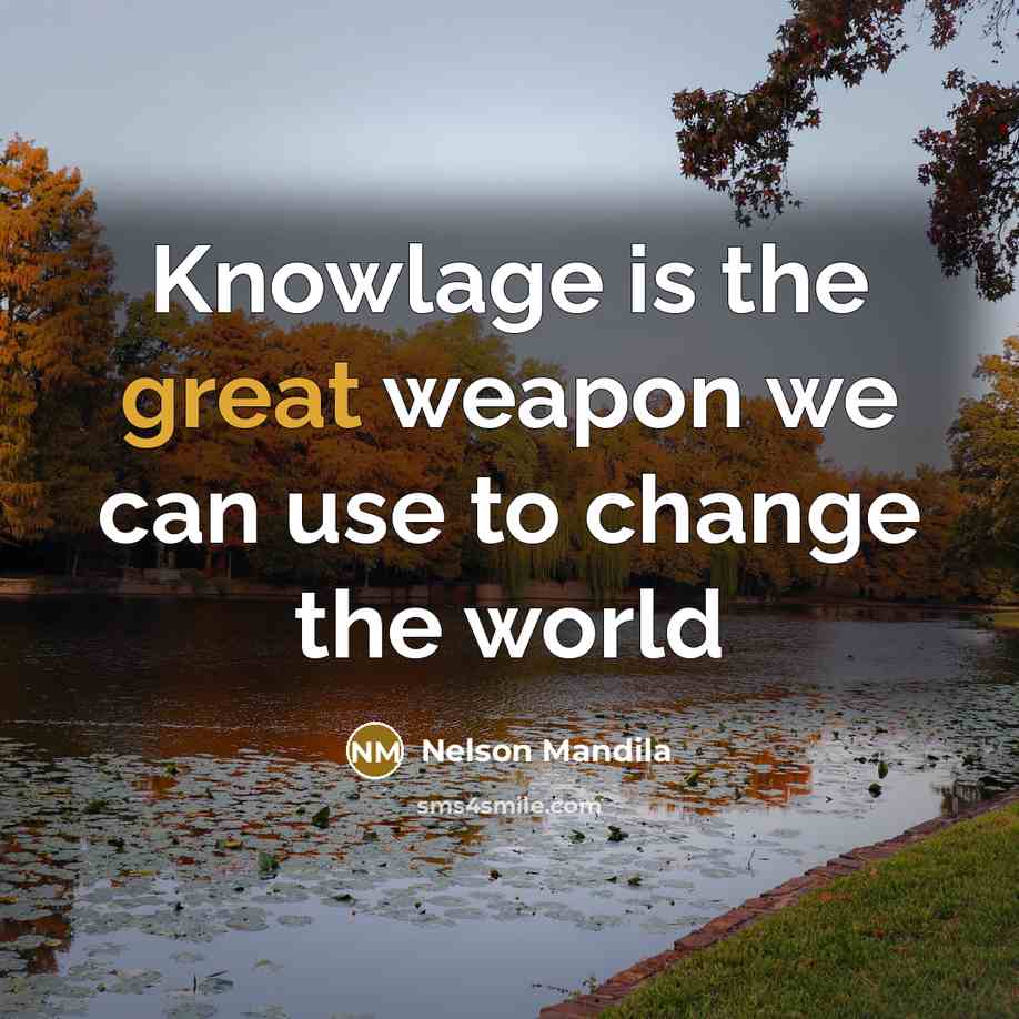 “Knowlage is the great weapon we can use to change the world” quote by Nelson Mandila