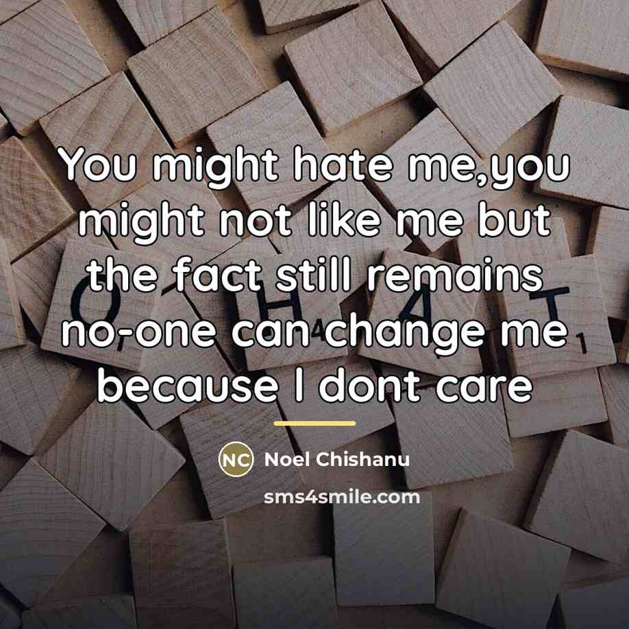 “You might hate me,you might not like me but the…” quote by Noel Chishanu