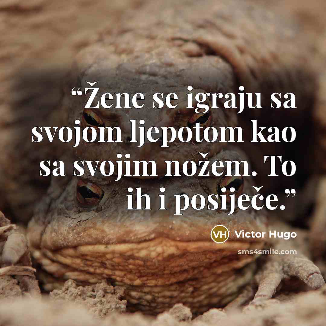 “Žene se igraju sa svojom ljepotom kao sa svojim nožem. To ih i posiječe.” quote by Victor Hugo