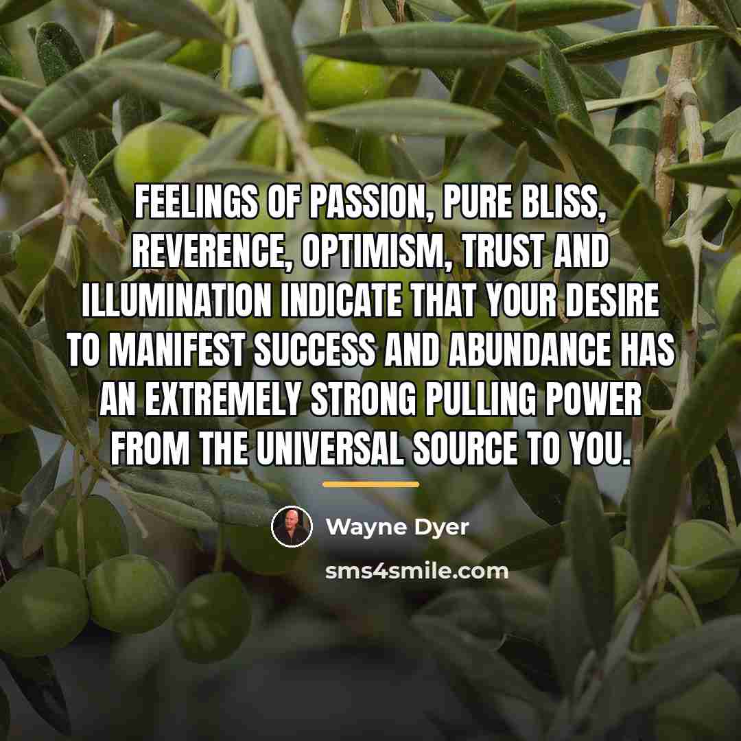 “Feelings of passion, pure bliss, reverence, optimism, trust and illumination…” quote by Wayne Dyer