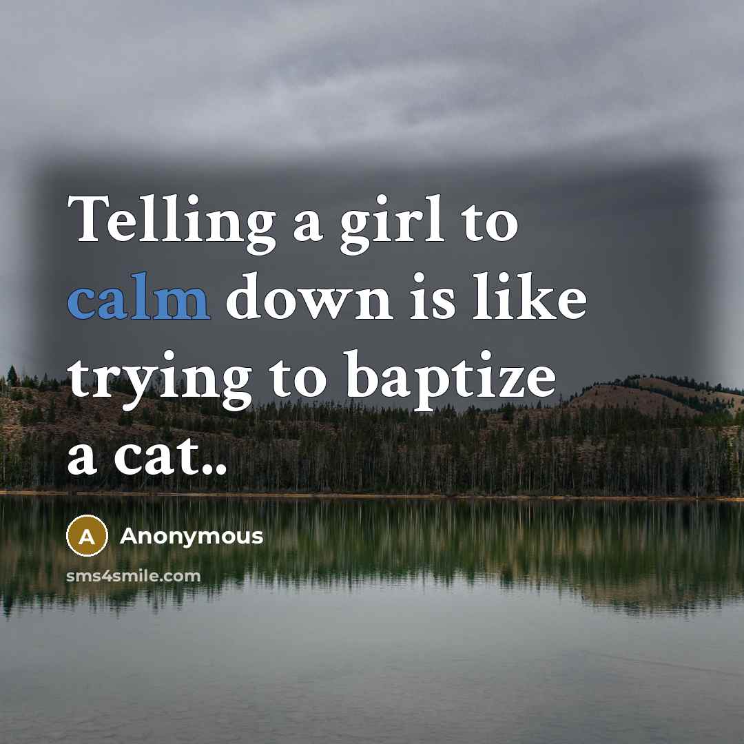 “Telling a girl to calm down is like trying to…” quote by Anonymous