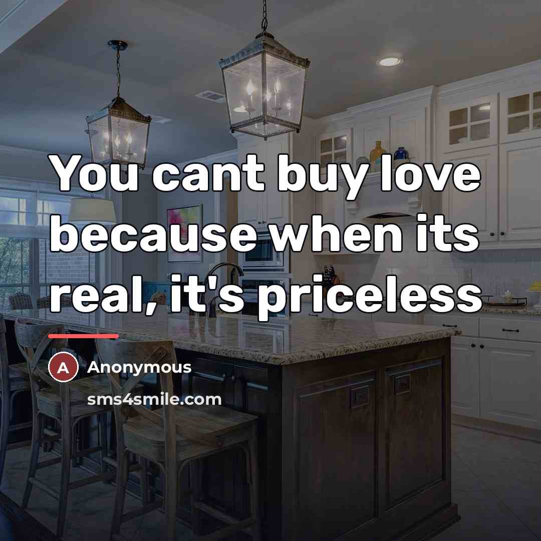 “You cant buy love because when its real, it's priceless…” quote by Anonymous