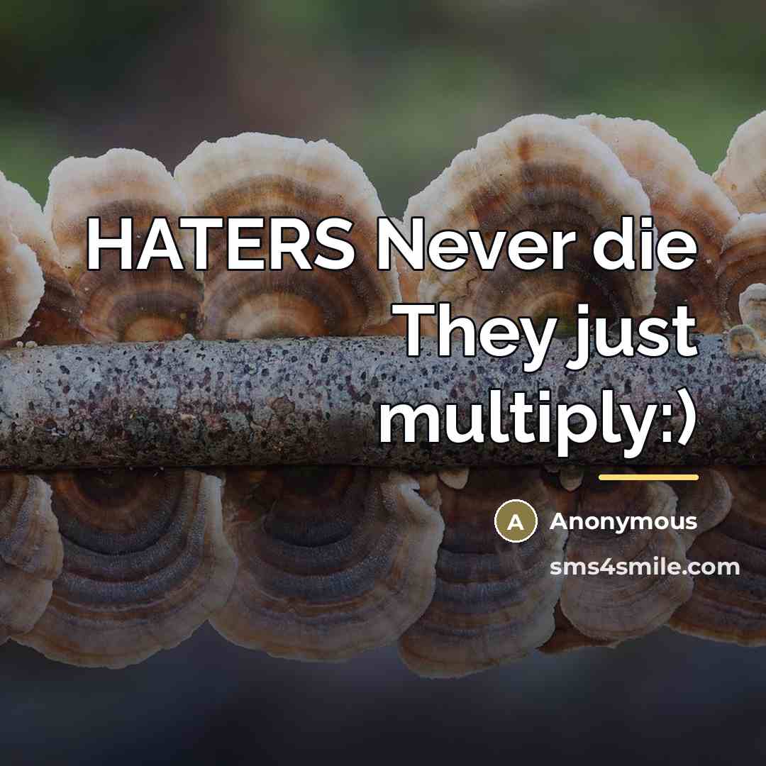 “HATERS Never die They just multiply:)…” quote by Sahra Lovee