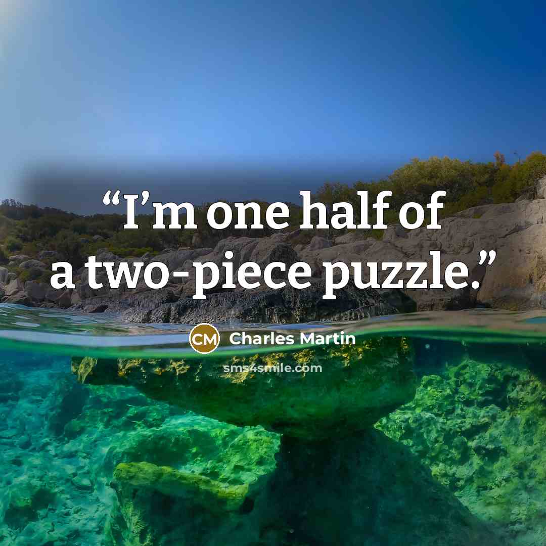 “I’m one half of a two-piece puzzle.” quote by Charles Martin