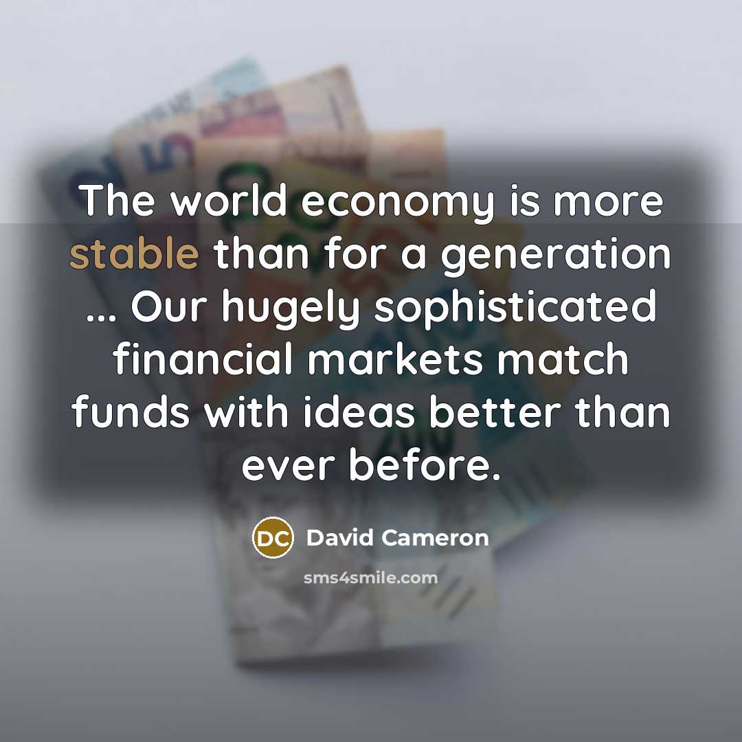 “The world economy is more stable than for a generation…” quote by David Cameron