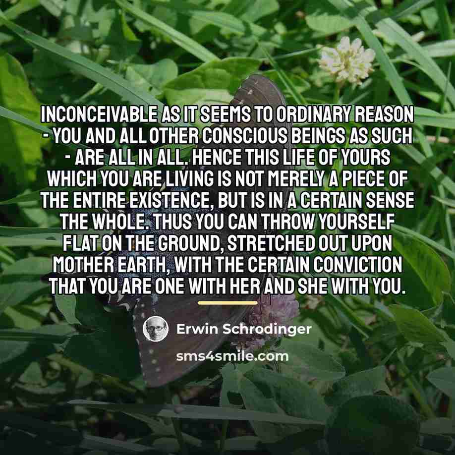 “Inconceivable as it seems to ordinary reason - you and…” quote by Erwin Schrodinger