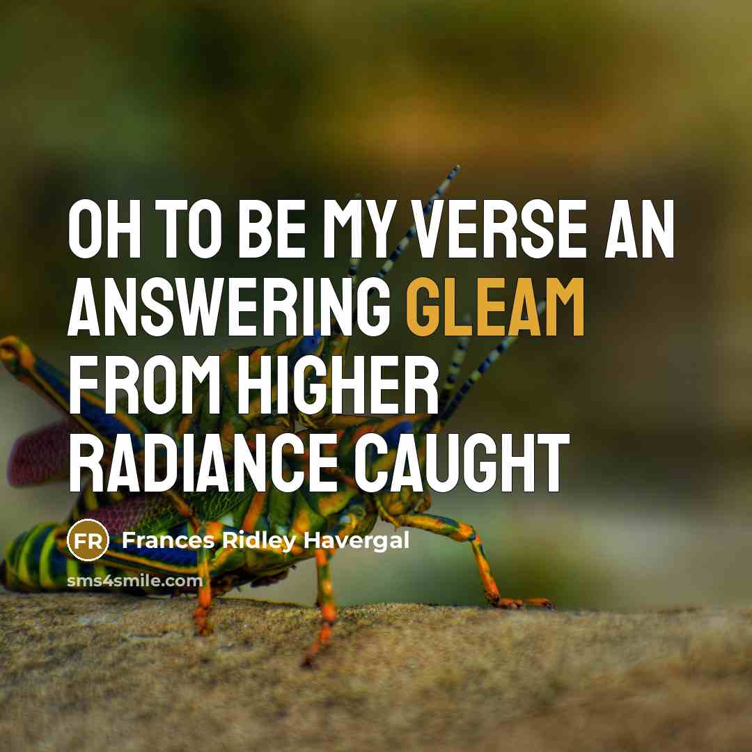 “Oh to be my verse an answering gleam from higher…” quote by Frances Ridley Havergal