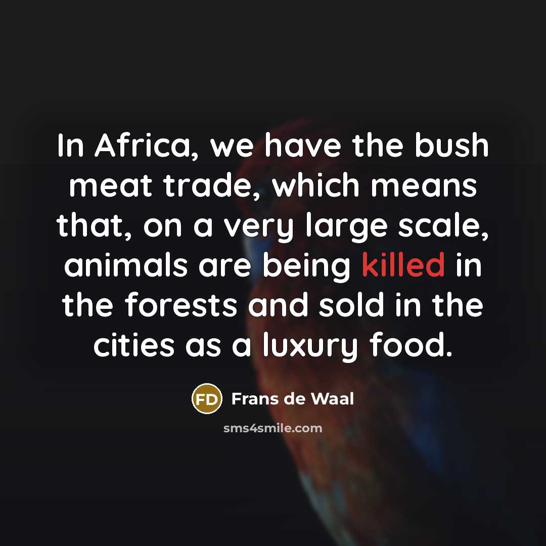 “In Africa, we have the bush meat trade, which means…” quote by Frans de Waal