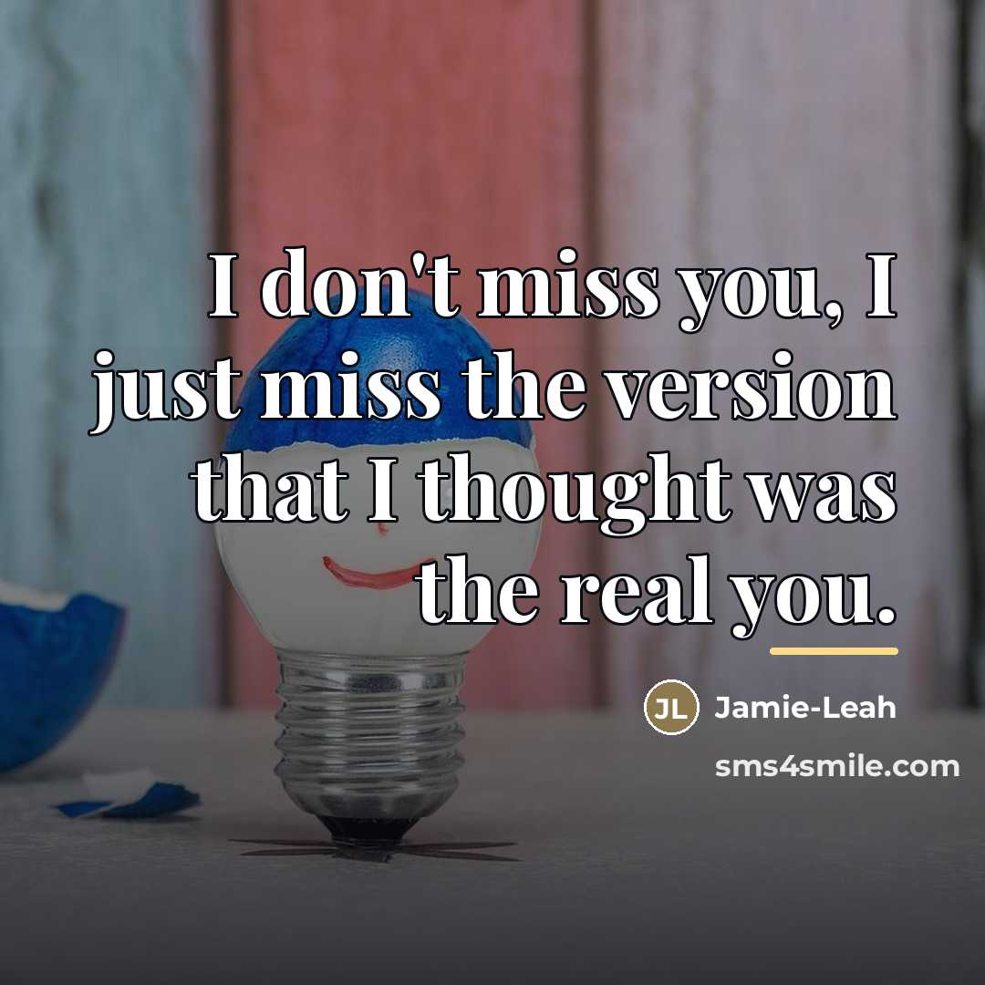 “I don't miss you, I just miss the version that…” quote by Jamie-Leah