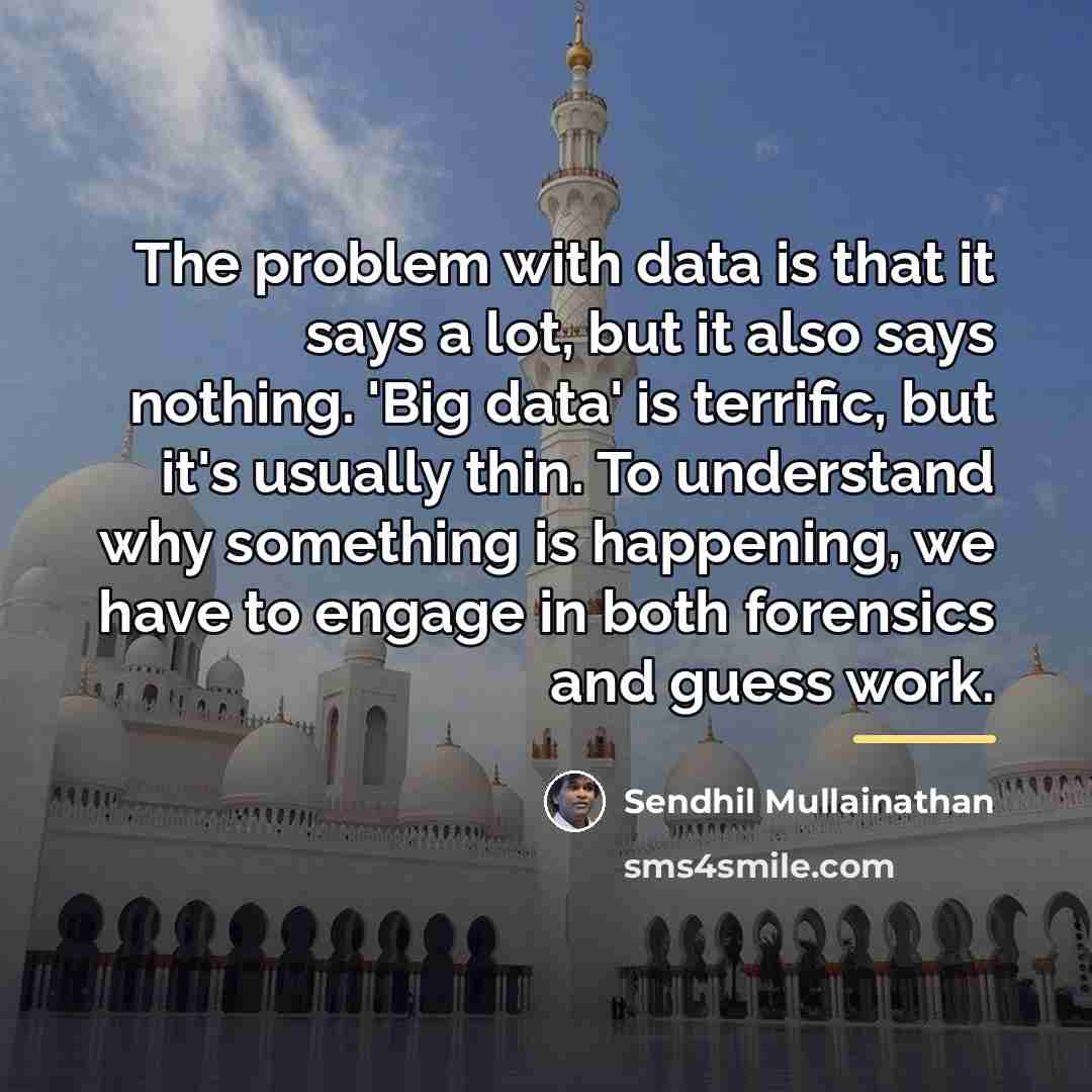 “The problem with data is that it says a lot,…” quote by Sendhil Mullainathan