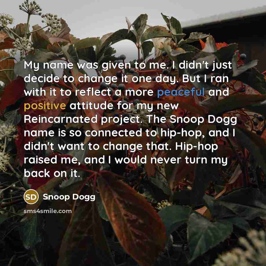 “My name was given to me. I didn't just decide…” quote by Snoop Dogg