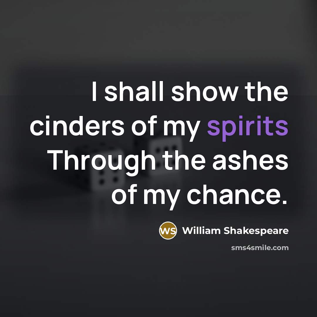 “I shall show the cinders of my spirits Through the…” quote by William Shakespeare
