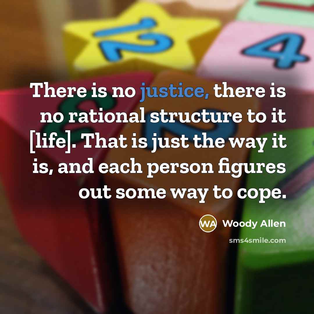 “There is no justice, there is no rational structure to…” quote by Woody Allen