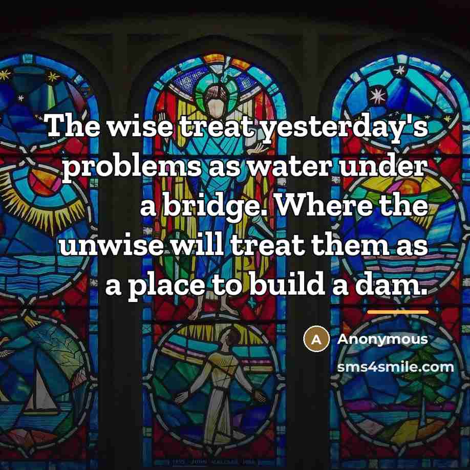 “The wise treat yesterday's problems as water under a bridge.…” quote by Anonymous