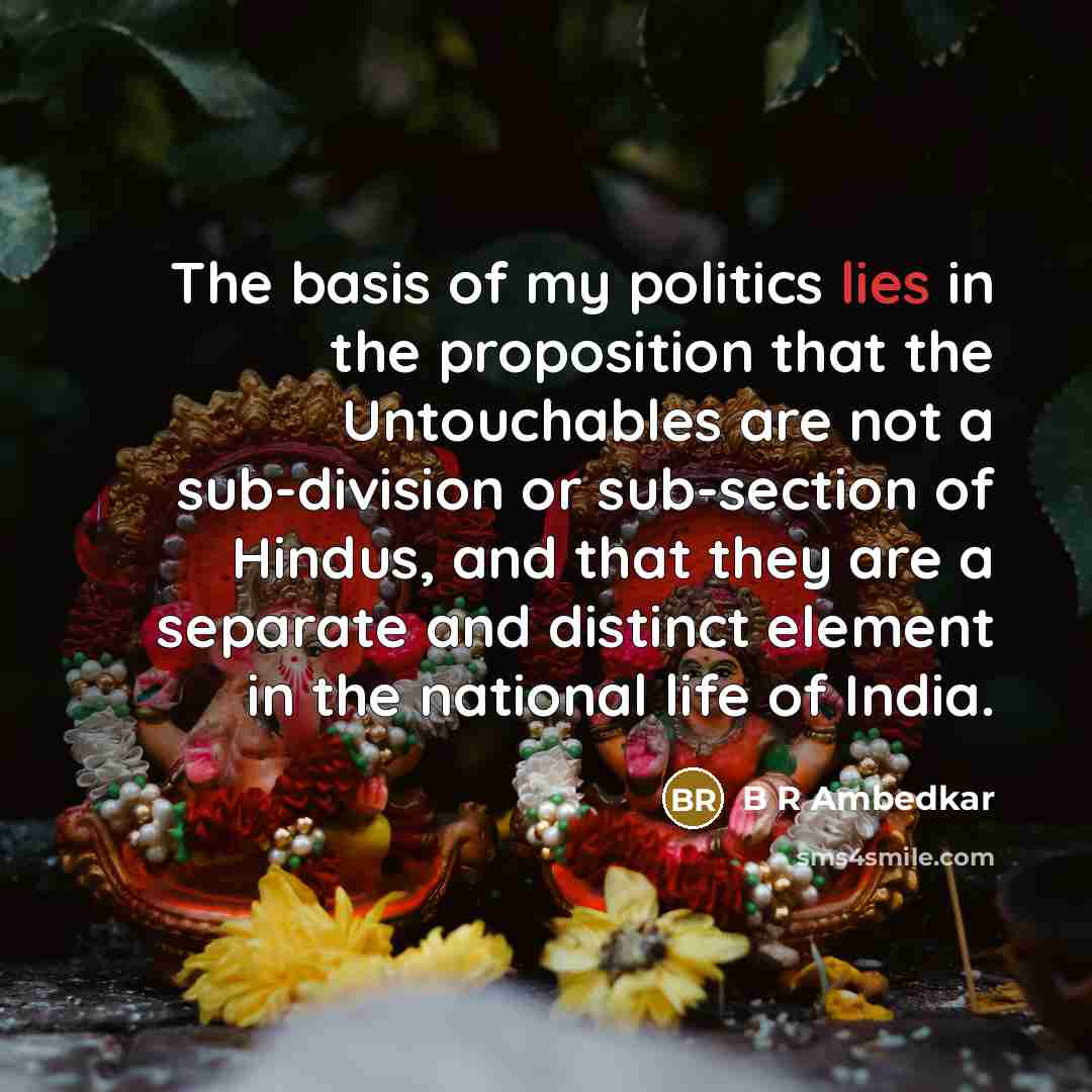 “The basis of my politics lies in the proposition that…” quote by B R Ambedkar
