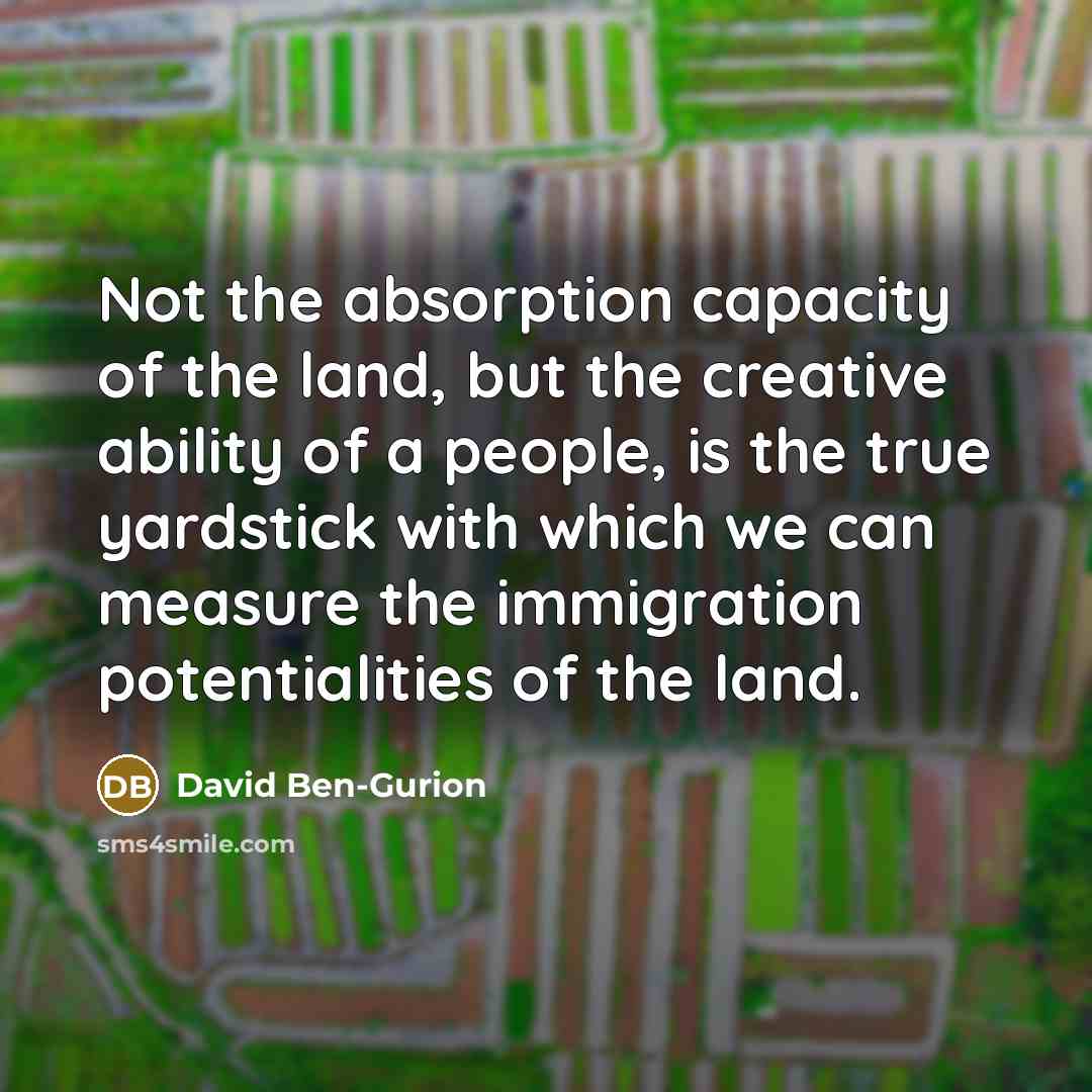 “Not the absorption capacity of the land, but the creative…” quote by David Ben-Gurion