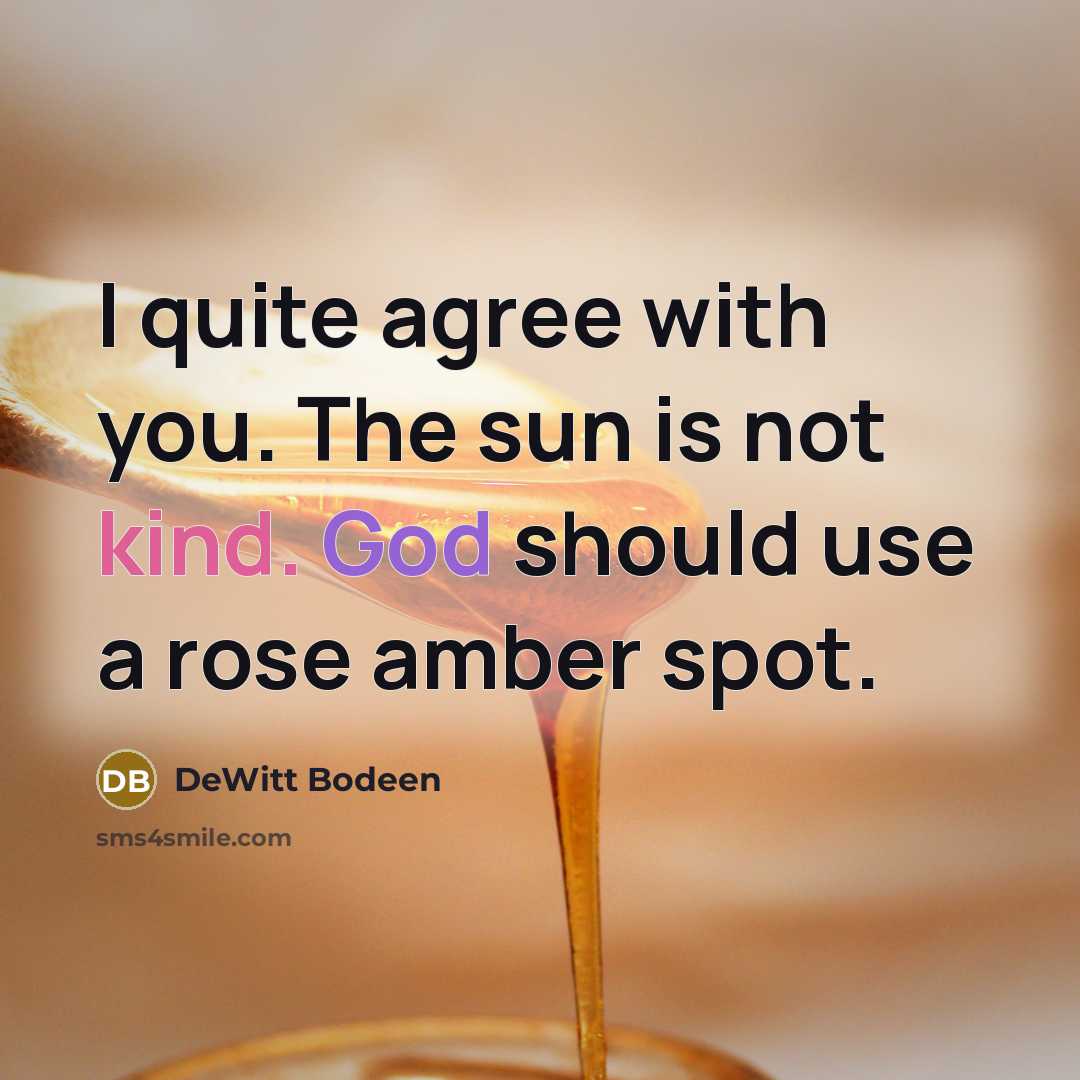“I quite agree with you. The sun is not kind.…” quote by DeWitt Bodeen