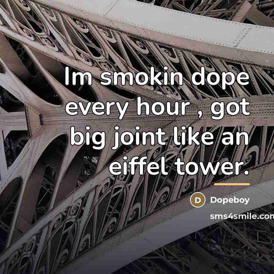 “Im smokin dope every hour , got big joint like…” quote by Dopeboy