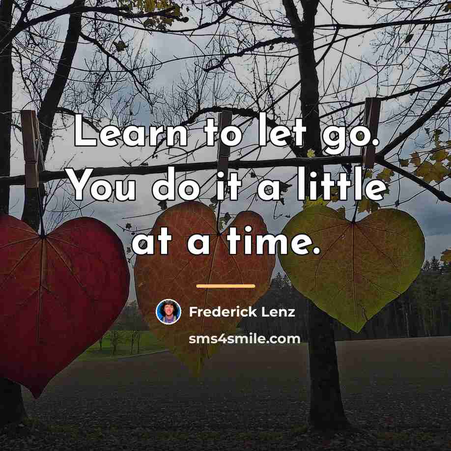 “Learn to let go. You do it a little at…” quote by Frederick Lenz