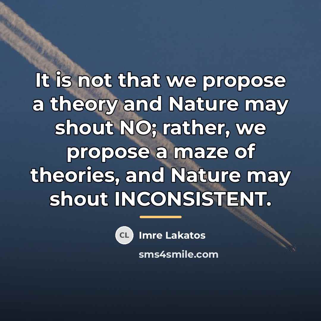 “It is not that we propose a theory and Nature…” quote by Imre Lakatos