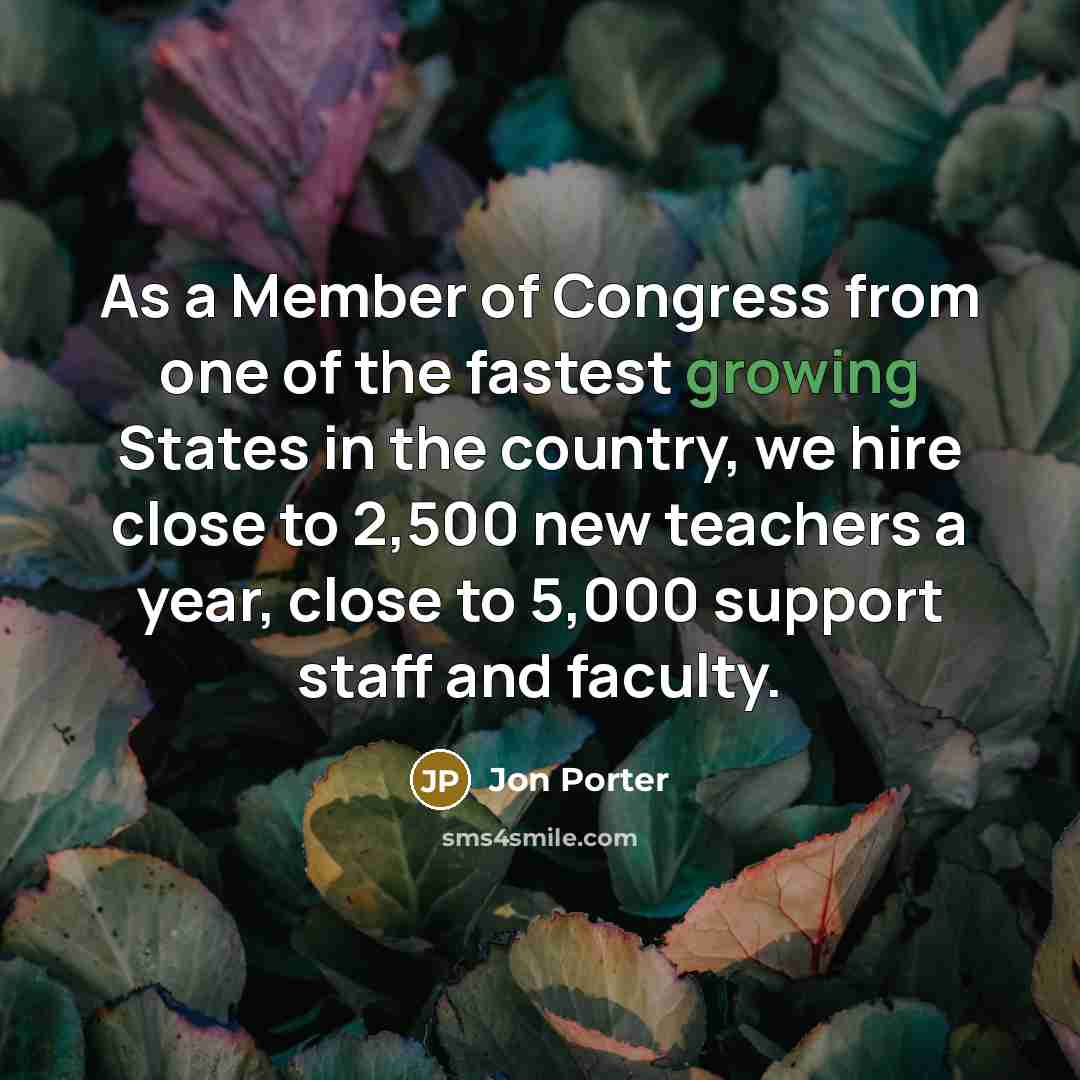 “As a Member of Congress from one of the fastest…” quote by Jon Porter