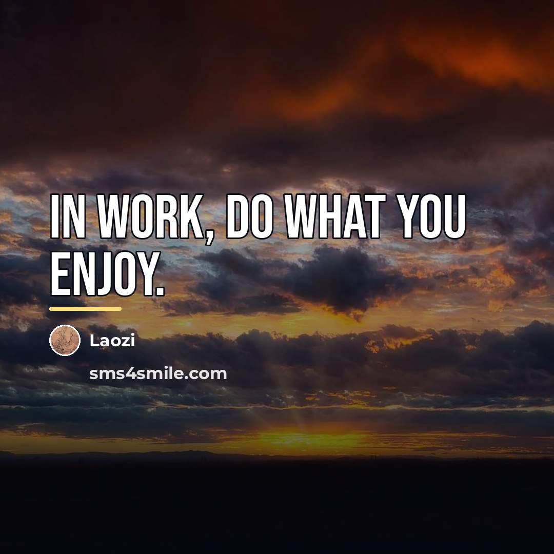 “In work, do what you enjoy.…” quote by Laozi
