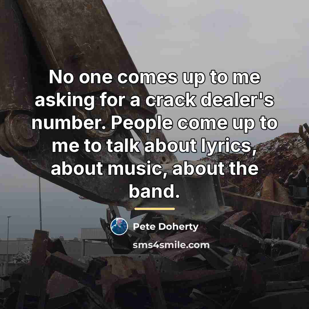 “No one comes up to me asking for a crack…” quote by Pete Doherty