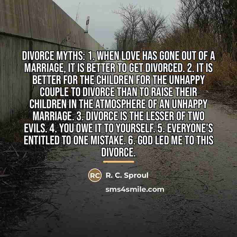 “Divorce Myths: 1. When love has gone out of a…” quote by R. C. Sproul