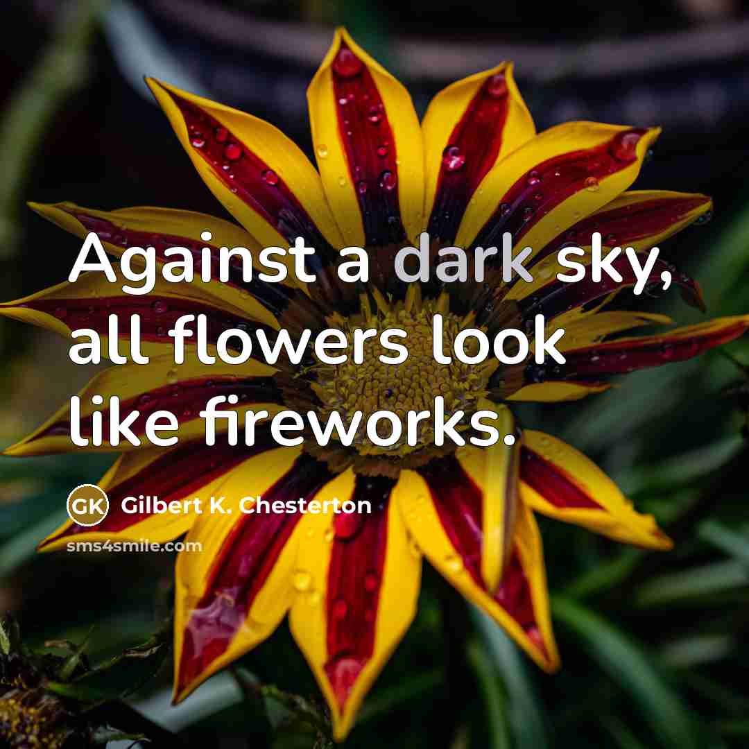 “Against a dark sky, all flowers look like fireworks.…” quote by Gilbert K. Chesterton