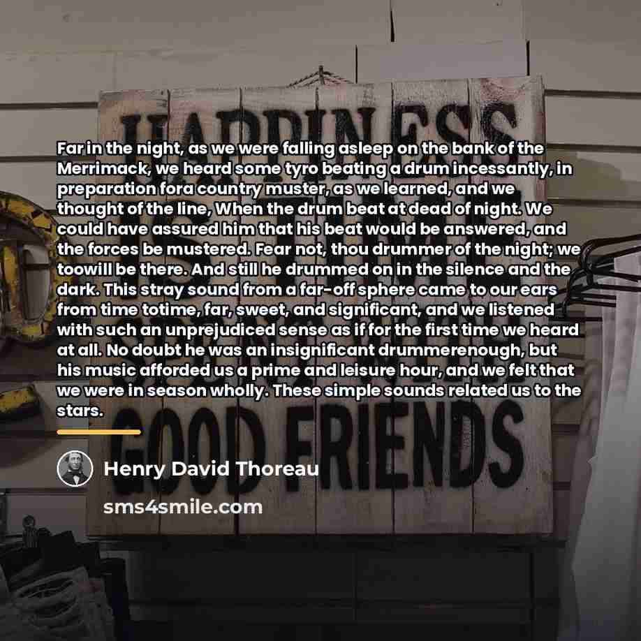 “Far in the night, as we were falling asleep on…” quote by Henry David Thoreau