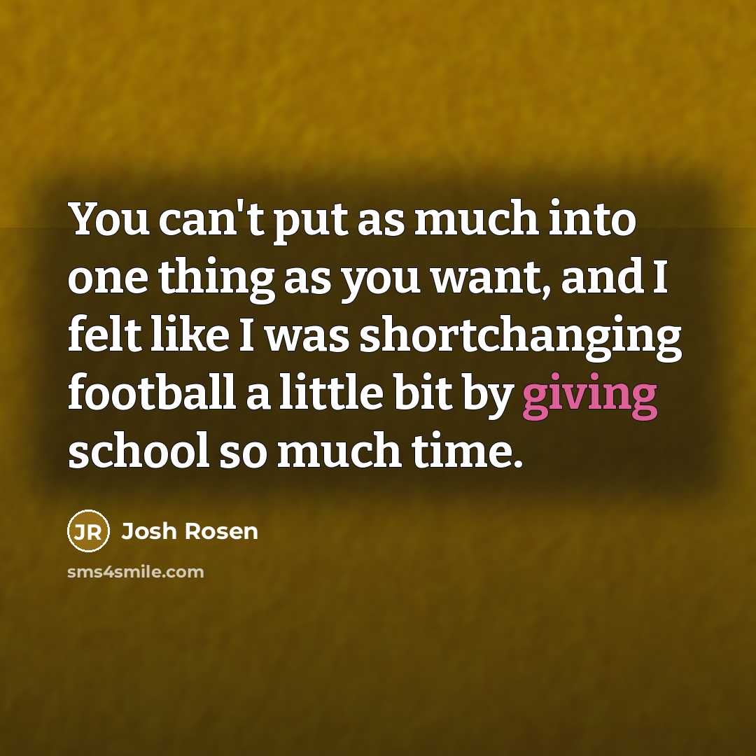 “You can't put as much into one thing as you…” quote by Josh Rosen