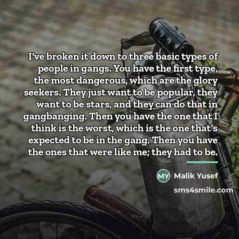 “I've broken it down to three basic types of people…” quote by Malik Yusef