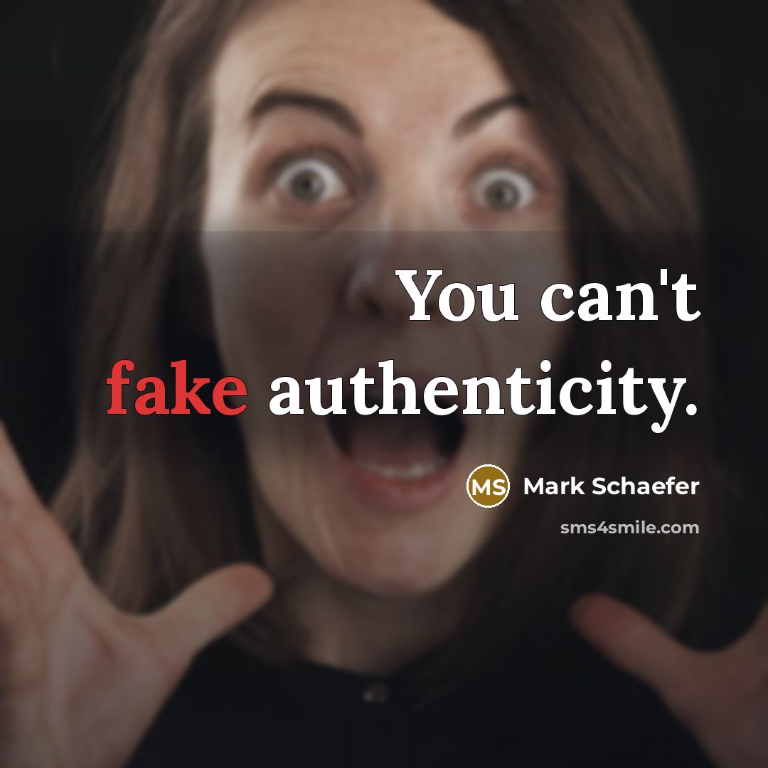 “You can't fake authenticity.…” quote by Mark Schaefer