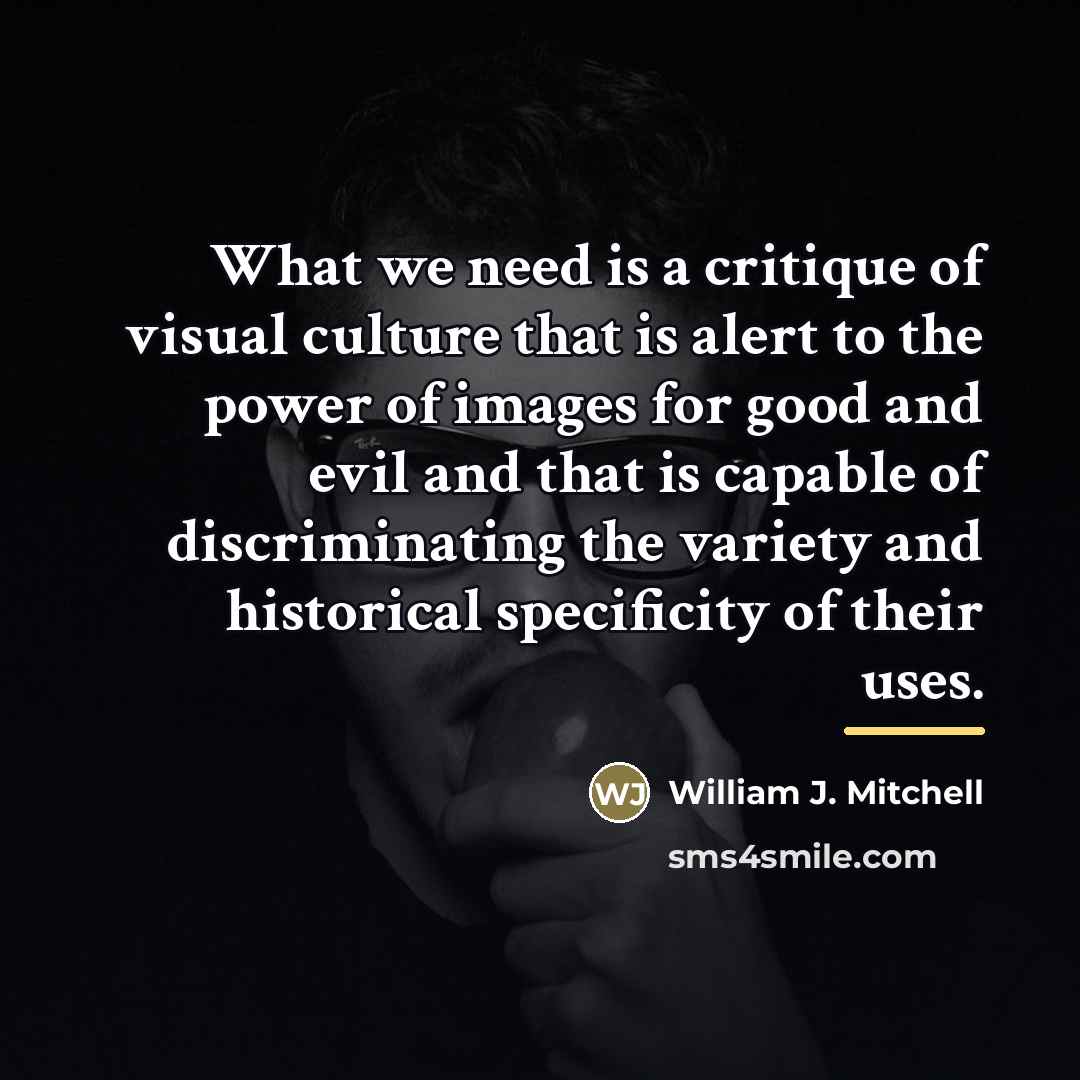 “What we need is a critique of visual culture that…” quote by William J. Mitchell