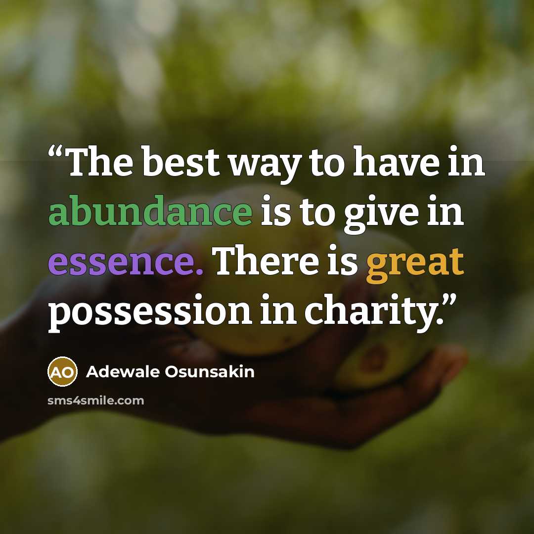 “The best way to have in abundance is to give in essence. There is great possession in charity.” quote by Adewale Osunsakin