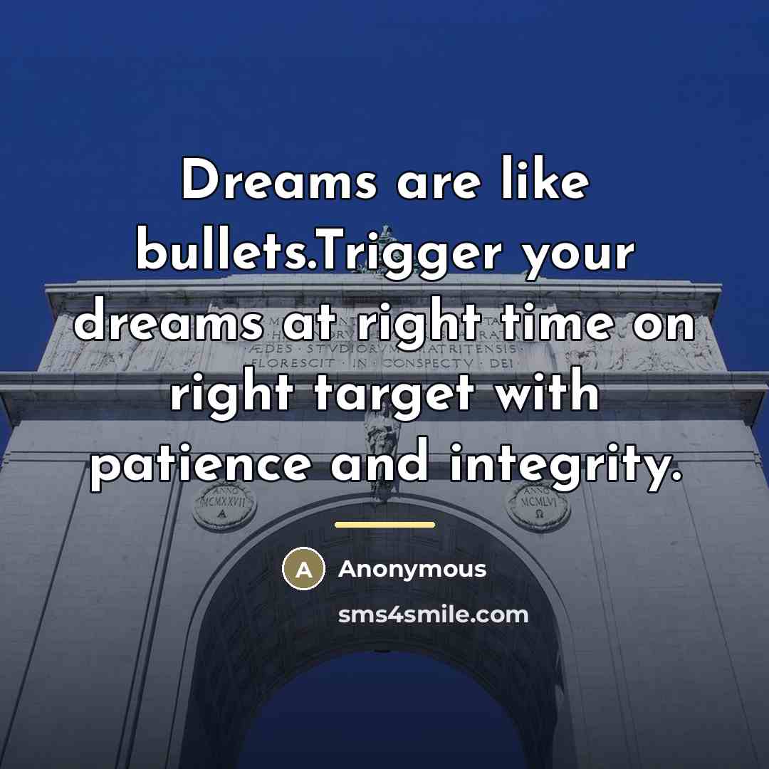 “Dreams are like bullets.Trigger your dreams at right time on…” quote by Anonymous