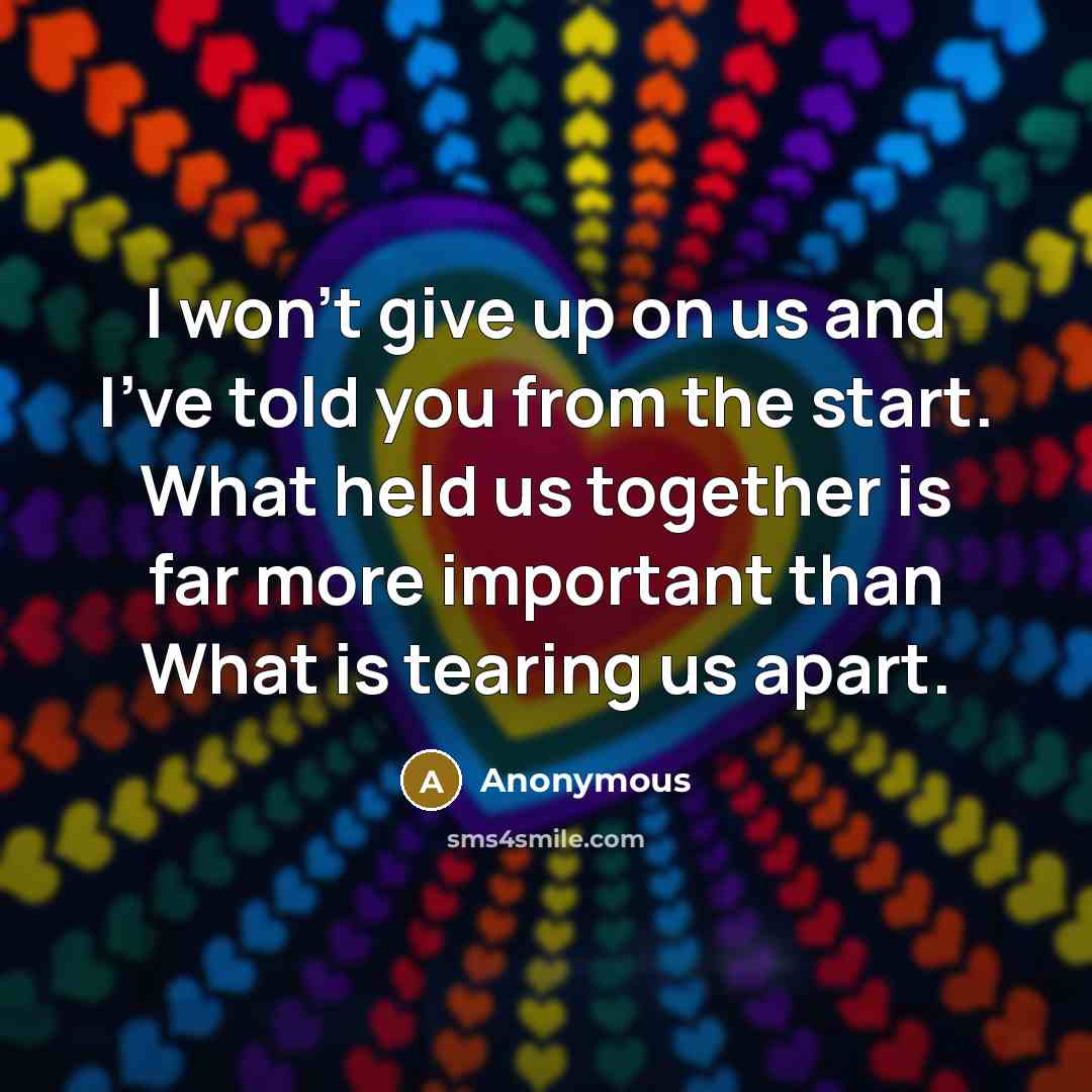 “I won't give up on us and I've told you…” quote by Anonymous