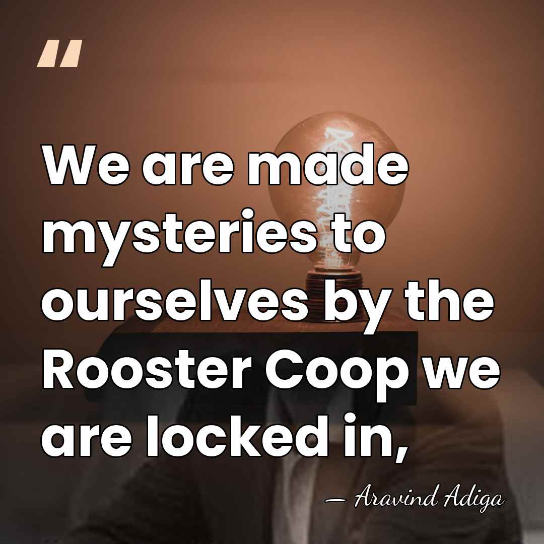 We are made mysteries to ourselves by the Rooster Coop we are&hellip; - Aravind Adiga