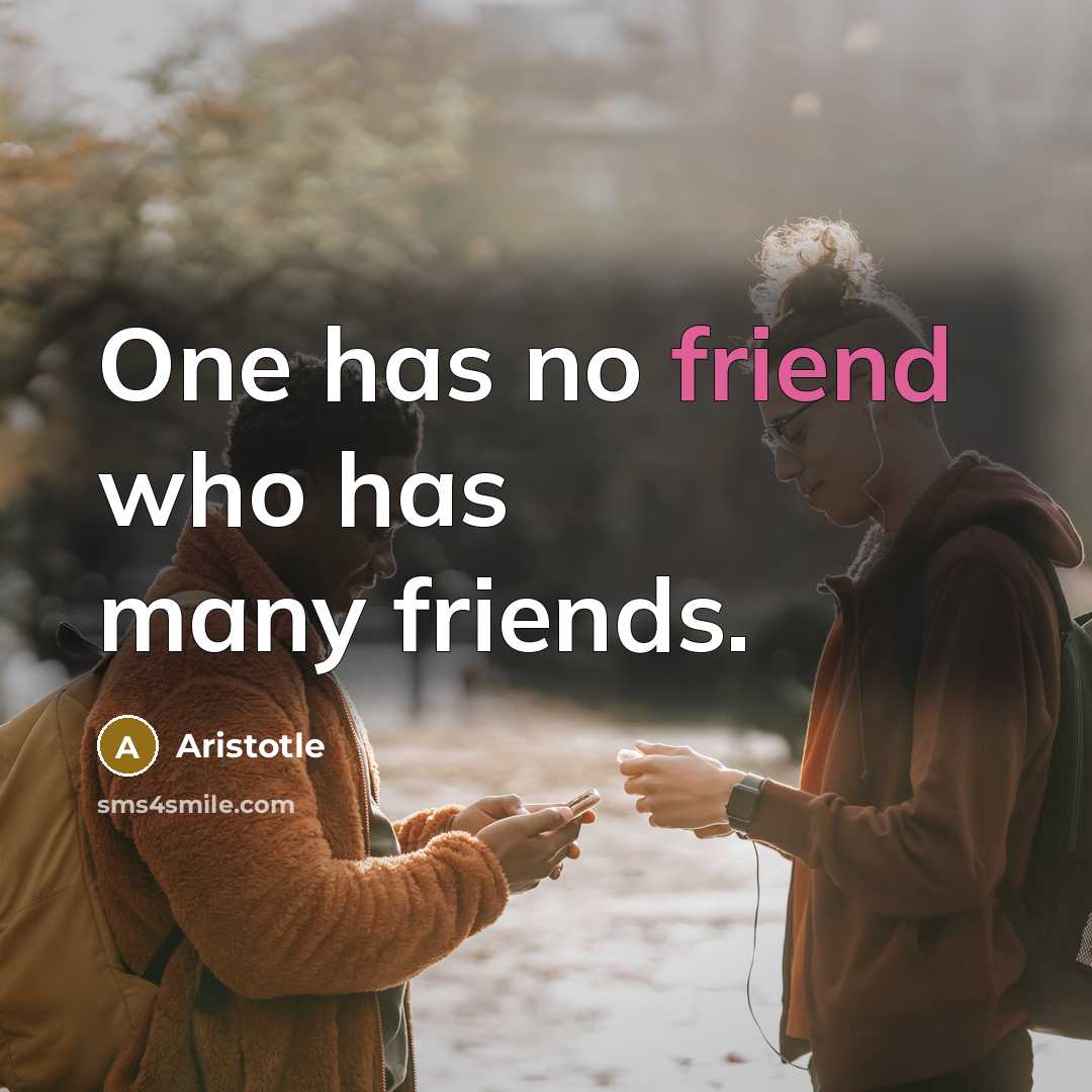 “One has no friend who has many friends.…” quote by Aristotle