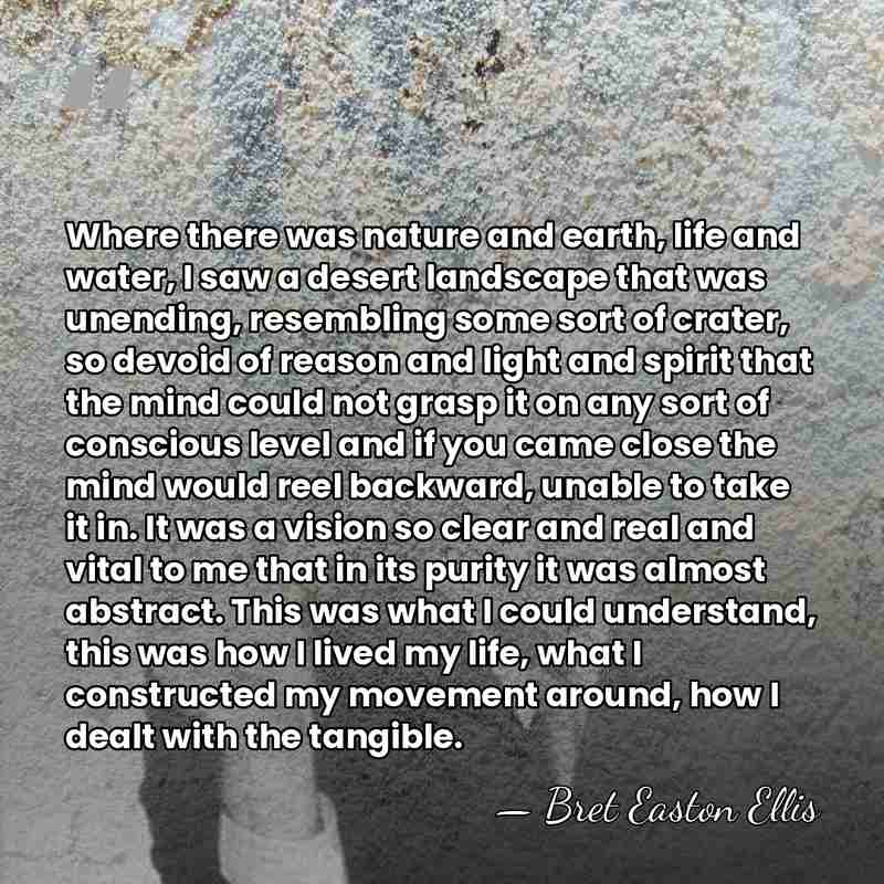 Where there was nature and earth, life and water, I saw a&hellip; - Bret Easton Ellis