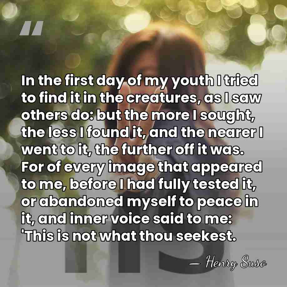 In the first day of my youth I tried to find it&hellip; - Henry Suso